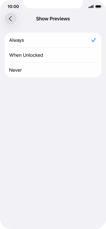 To select notification preview on the lock screen, press Always.