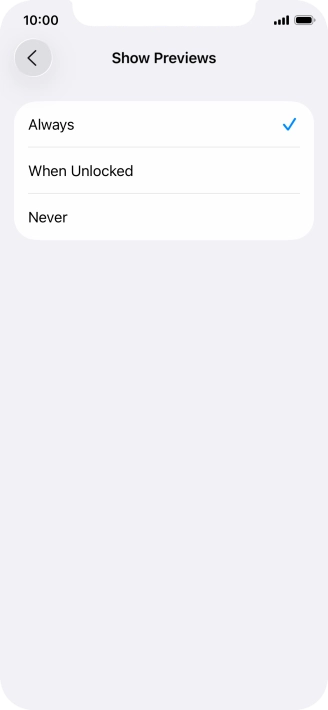To select notification preview on the lock screen, press Always.