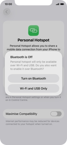 If Wi-Fi is turned on, press Wi-Fi and USB Only.