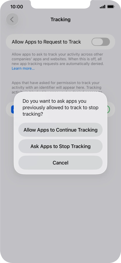 If you turn off the function, press the required setting.