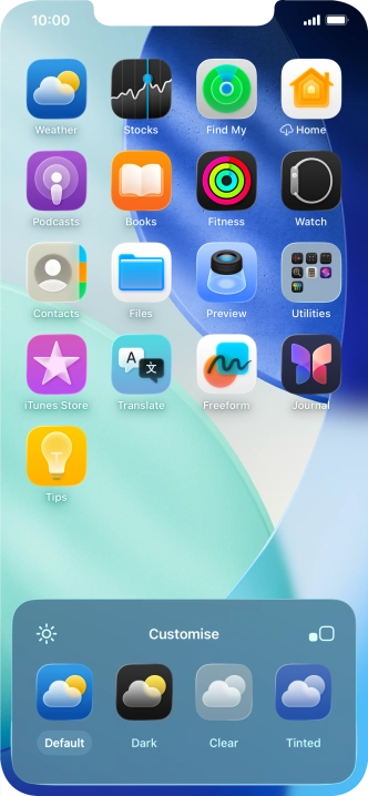 Press the required setting to select the size of app icons on the home screen.