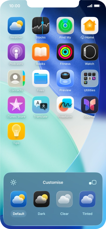 Press the required setting to select the size of app icons on the home screen.
