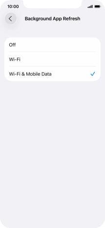 To turn off background refresh of apps, press Off.