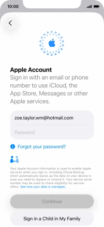 Press Password and key in the password for your Apple Account.
