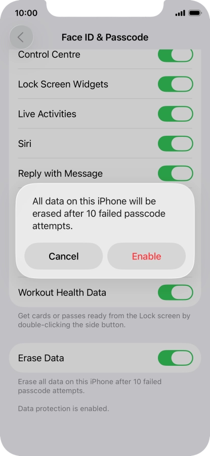 If you turn on the function, press Enable.