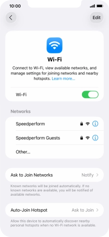 Press the required Wi-Fi network and key in the password for the Wi-Fi network.