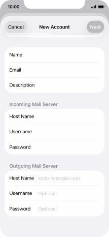 Press Host Name and key in the name of your email provider's outgoing server. Please note that if you can't send email messages when using your email provider's outgoing server, key in smtp.vodafone.net.au (Vodafone's outgoing server).