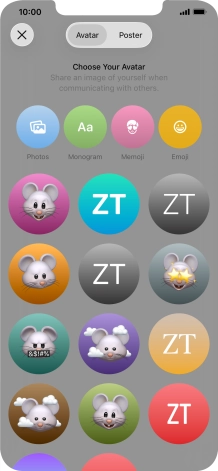 Press the required category and follow the instructions on the screen to select and save the required picture to your Contact Poster.