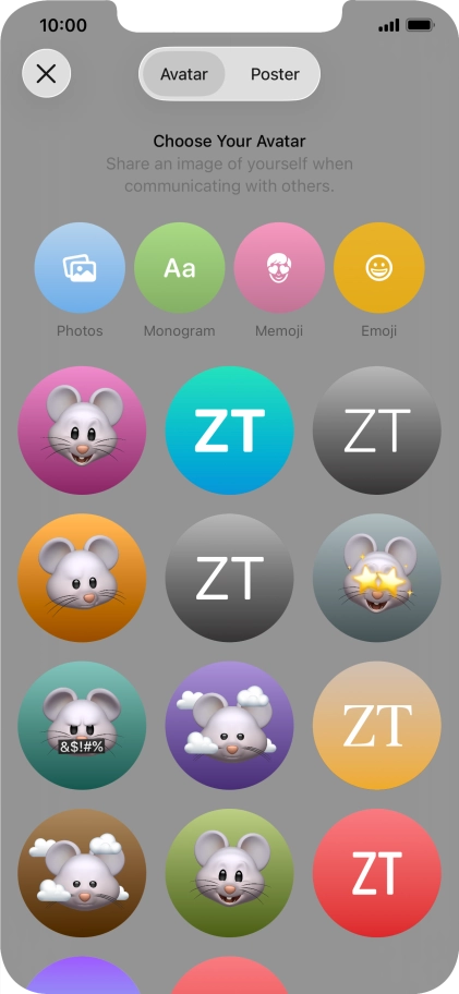Press the required category and follow the instructions on the screen to select and save the required picture to your Contact Poster.