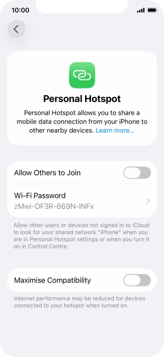Press Wi-Fi Password and key in the required password.