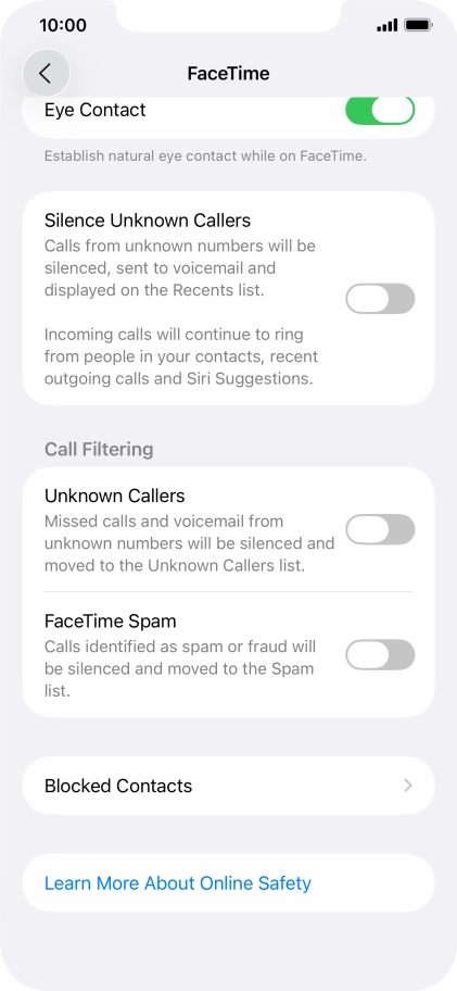 Press Blocked Contacts.