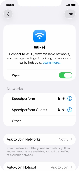 Press the required Wi-Fi network and key in the password for the Wi-Fi network.
