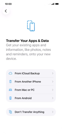 Press Don't Transfer Anything and follow the instructions on the screen to finish the activation.