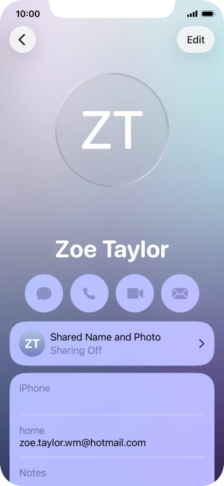 Press Shared Name and Photo.