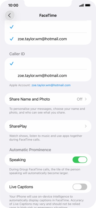 Press the required setting below 