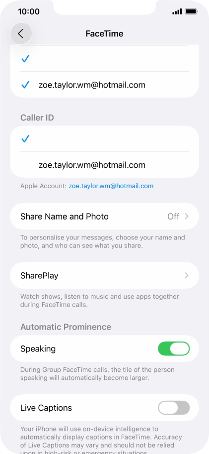 Press the required setting below 