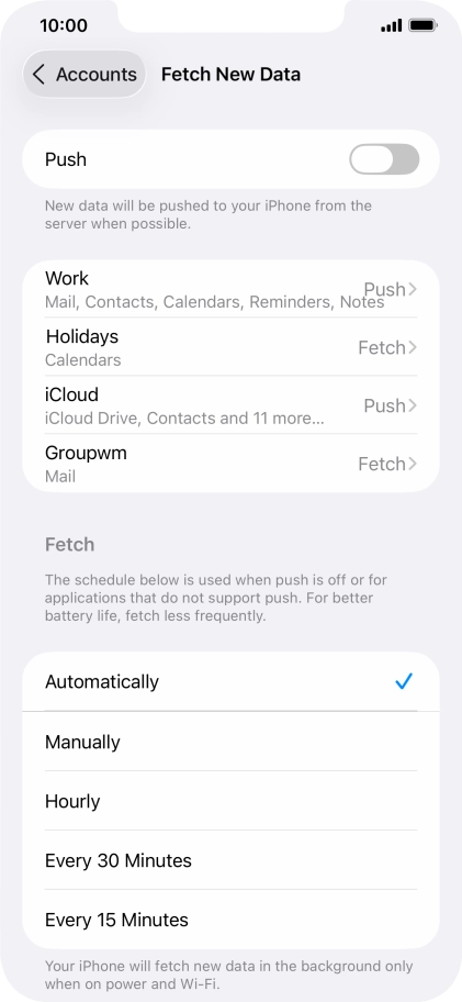 If you turn off the function, press the required setting.