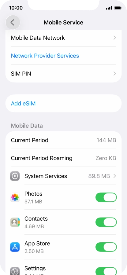 The total data usage is displayed next to Current Period.