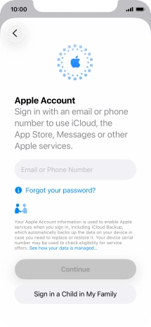 Press Email or Phone Number and key in the username for your Apple Account.