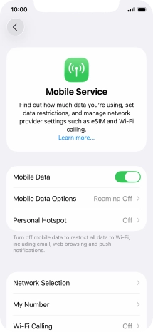 Press Mobile Data Options.