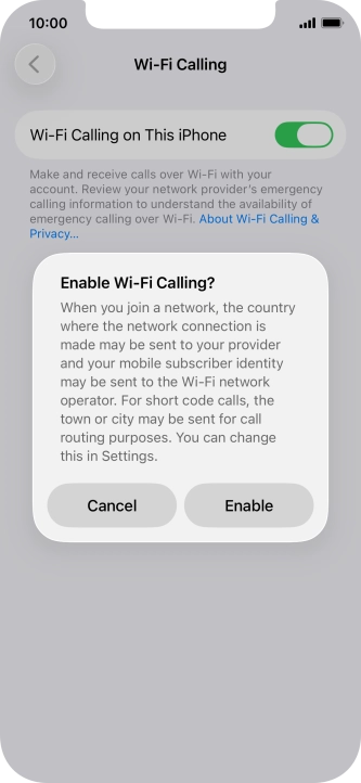 If you turn on the function, press Enable.