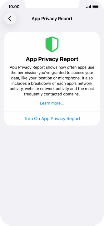 Press Turn On App Privacy Report to turn on the function.