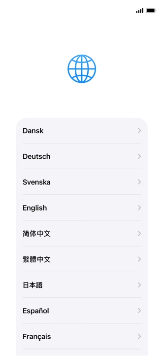 Press the required language.