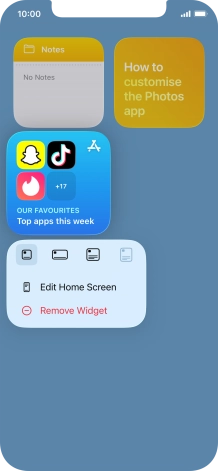 Press Remove Widget.