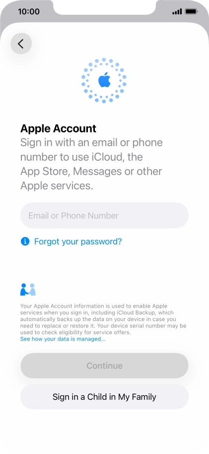 Press Email or Phone Number and key in the username for your Apple Account.
