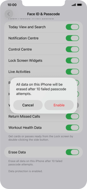 If you turn on the function, press Enable.
