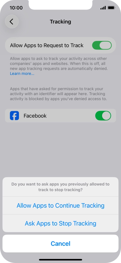 If you turn off the function, press the required setting.