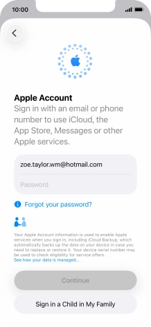 Press Password and key in the password for your Apple Account.