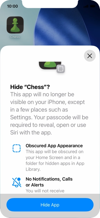 Press Hide App.