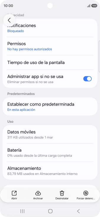 Pulsa Almacenamiento.