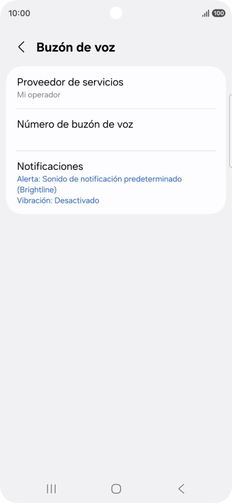Pulsa Número de buzón de voz.