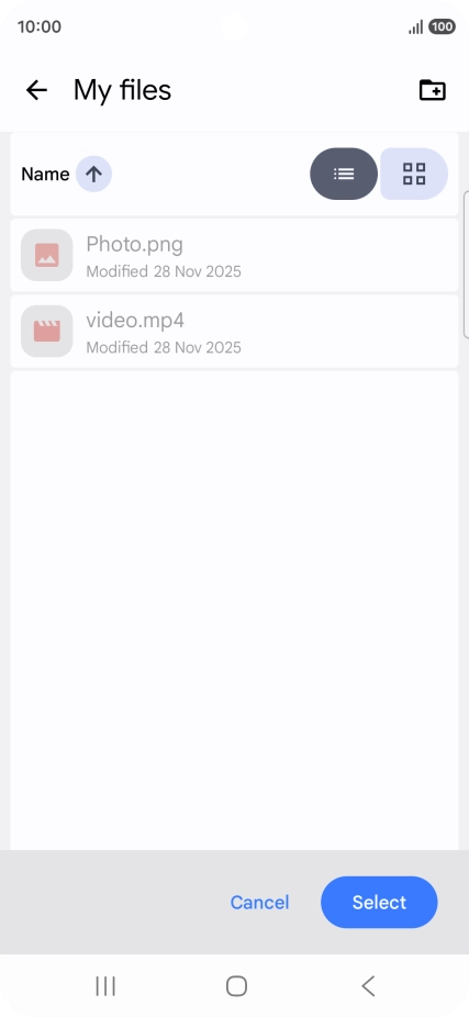 To create a new folder, press the new folder icon and follow the instructions on the screen to create a new folder.