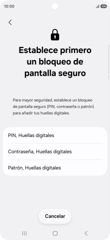 Pulsa el código de seguridad deseado y sigue las indicaciones de la pantalla para crear un código de seguridad del teléfono adicional.