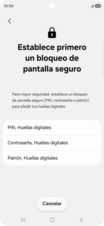 Pulsa el código de seguridad deseado y sigue las indicaciones de la pantalla para crear un código de seguridad del teléfono adicional.