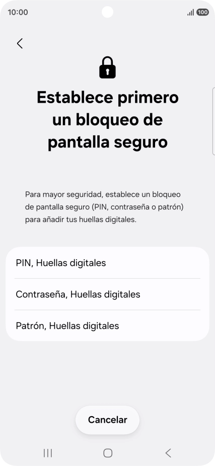 Pulsa el código de seguridad deseado y sigue las indicaciones de la pantalla para crear un código de seguridad del teléfono adicional.