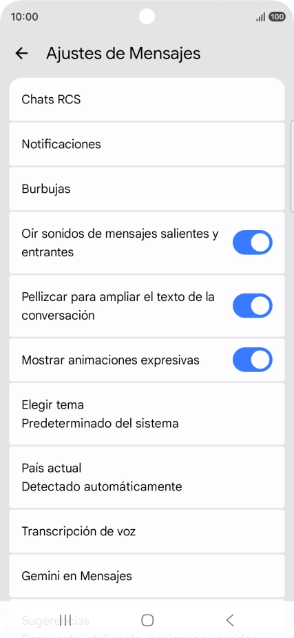 Pulsa Gemini en Mensajes.