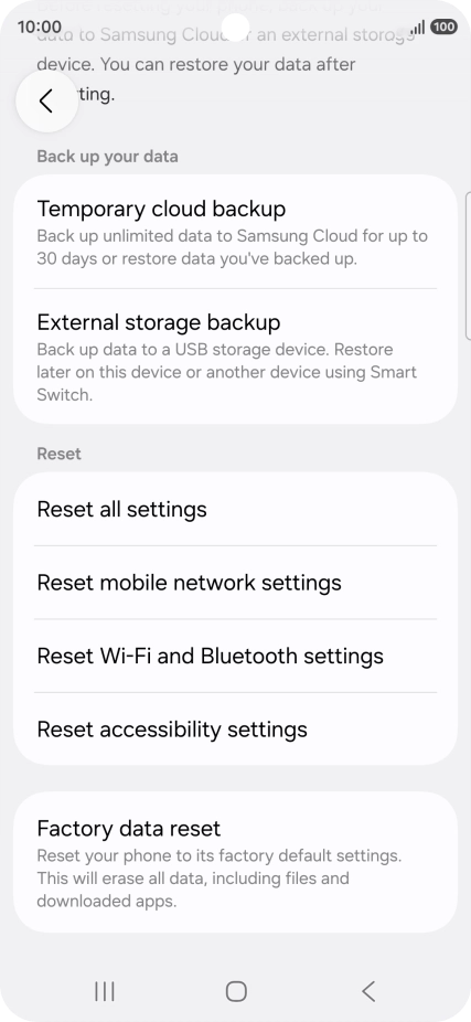Press Reset mobile network settings.