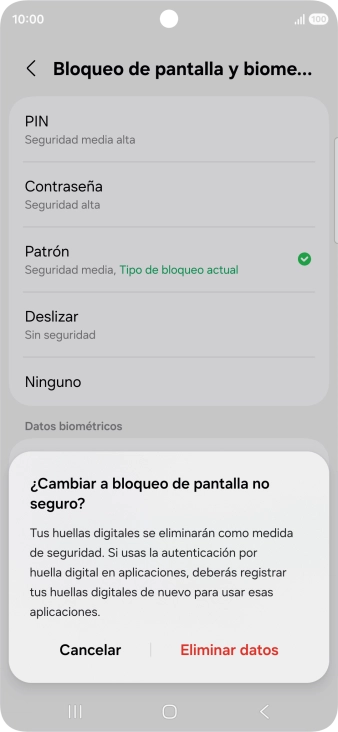 Pulsa Eliminar datos.