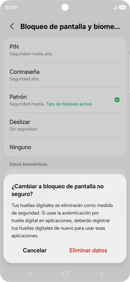 Pulsa Eliminar datos.