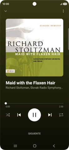 Pulsa la flecha hacia la derecha para ir al archivo de música siguiente.