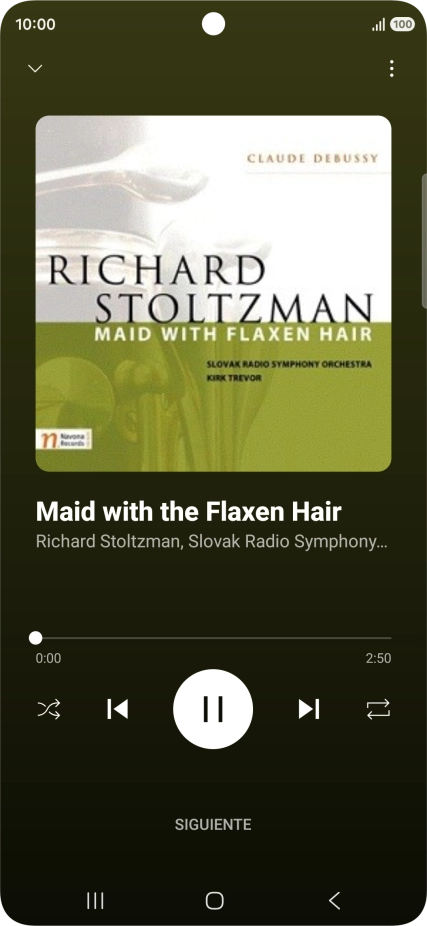 Pulsa la flecha hacia la derecha para ir al archivo de música siguiente.