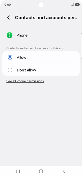 Press the required setting.