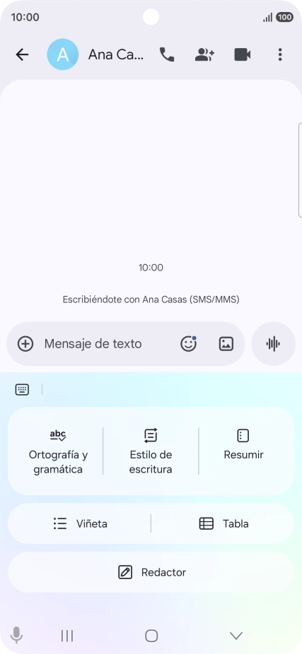 Para generar un texto, pulsa Redactor y sigue las indicaciones de la pantalla para utilizar la función.