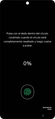 Sigue las indicaciones de la pantalla para crear una huella digital como código de seguridad.