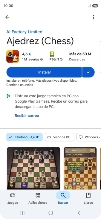Pulsa Instalar y sigue las indicaciones de la pantalla para instalar la app.
