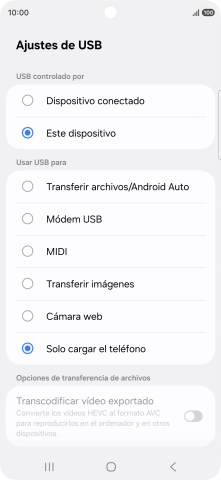 Pulsa Transferir archivos/Android Auto.
